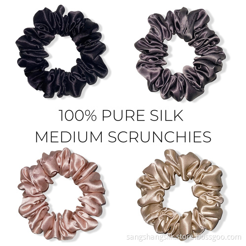 Medium size custom solid color silk scrunchies